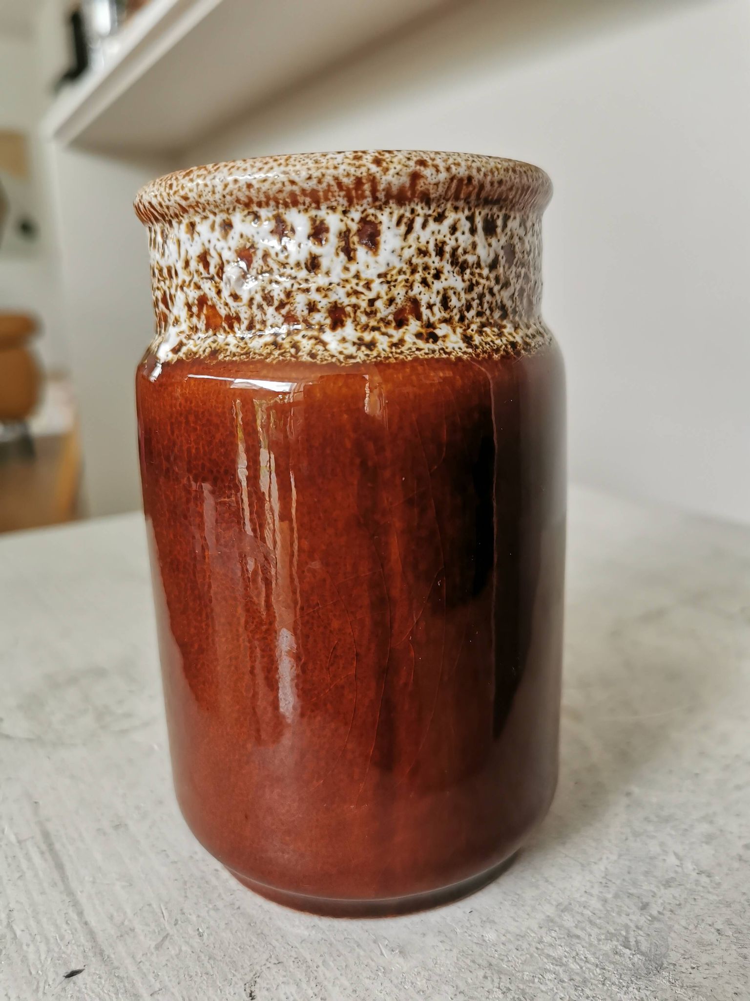 Vintage KIL Yugoslavia Ceramic Vase: Speckled Brown Glaze, 1970s Rustic Pot