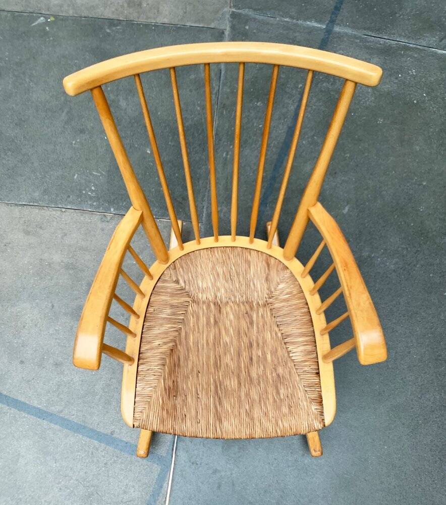 Mid-Century rocking chair model WK-S 7 in beech by Arno Lambrecht for Wk Möbel, 1950s.