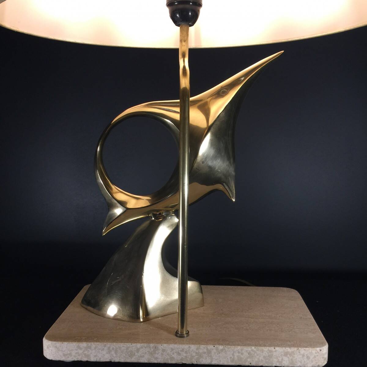 Hollywood Regency modernist stylized fish table lamp / sculpture, bro