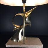 Hollywood Regency modernist stylized fish table lamp / sculpture, bro