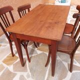 Table and 4 chairs bistrot Baumann vintage 1960s