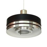 Pendant light in brushed aluminium and black by Carl Thore for Granhaga. Sweden 1960s.