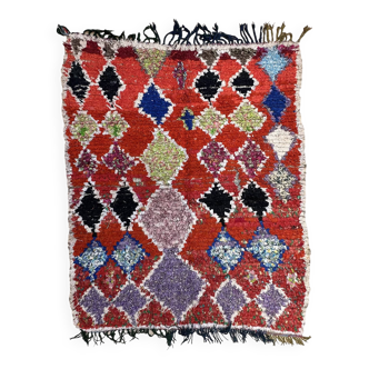 Colorful Boucherouite Berber rug - 140 x 167 cm