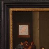 Peinture d'intérieur flamande antique du 17ème siècle