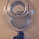 Service à liqueur en verre bleu vintage