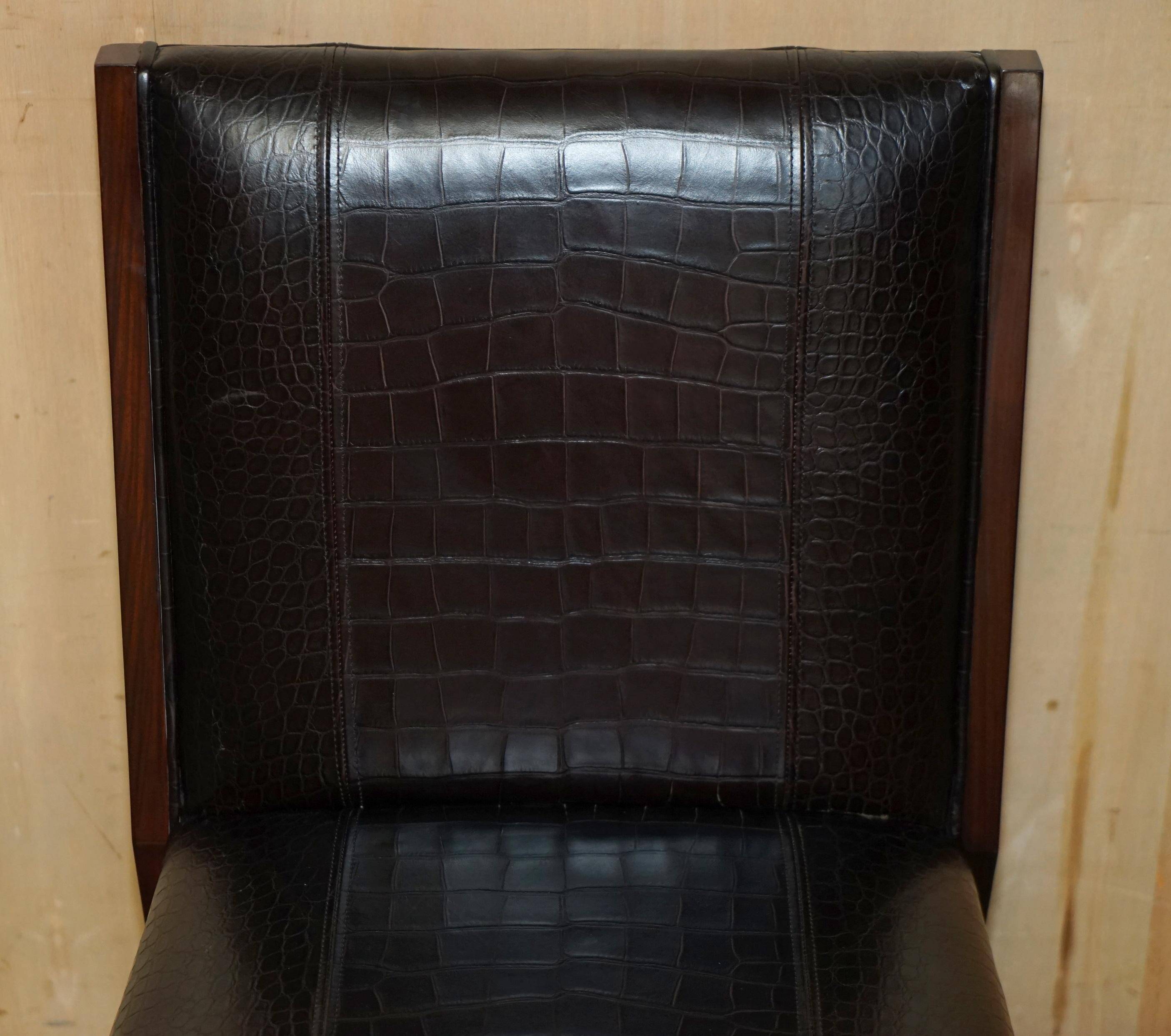 Chaises d'appoint Ralph Lauren Metropolis cuir patiné crocodile
