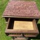 19th century wooden and pink marble bedside table, Henri II style