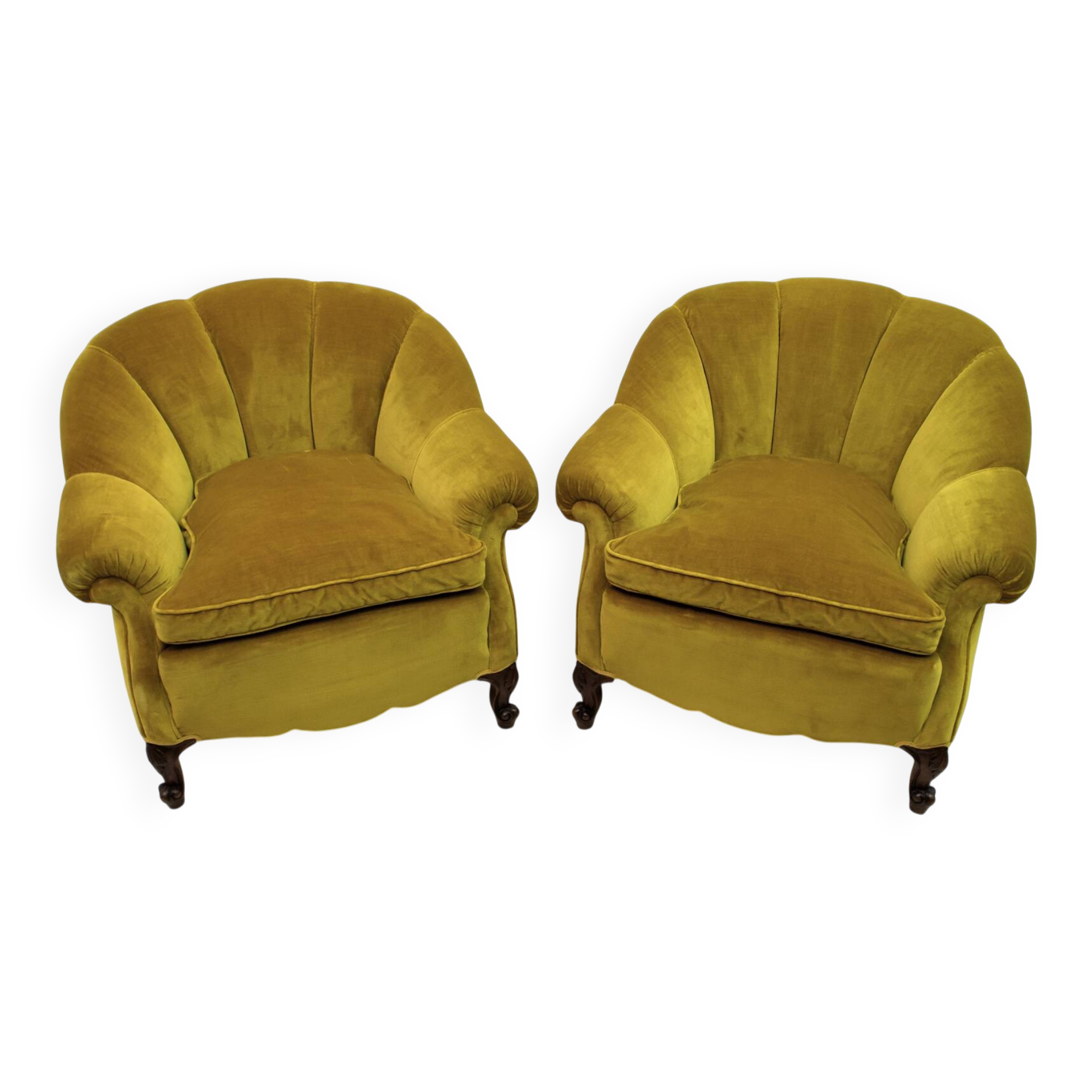 Pair of Mid-Century Modern Italian Velvet Armchairs, 1950s