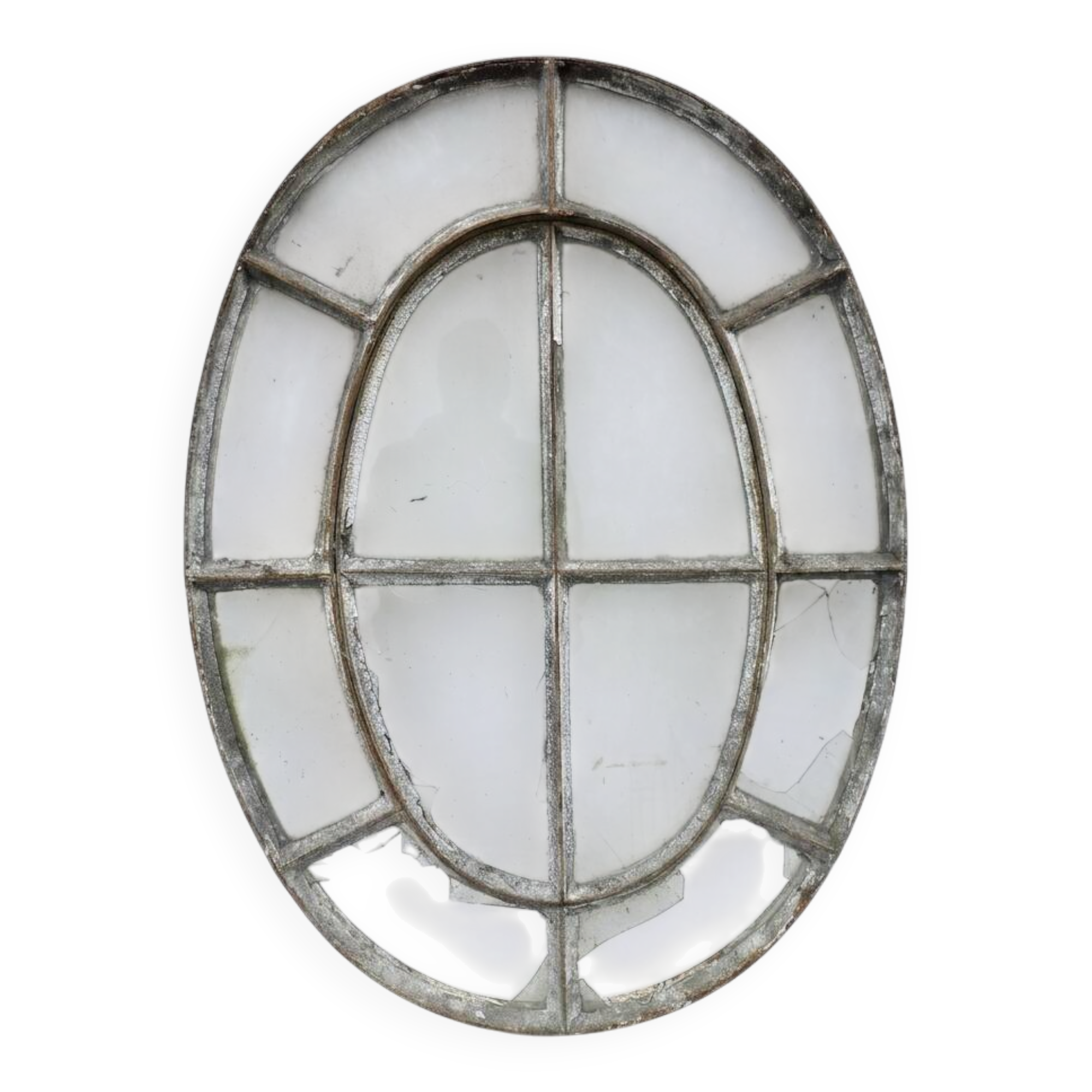 Bull's-eye window from the 19th century in iron (with opening).