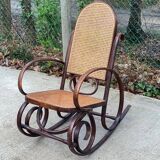 Rocking chair caned bentwood 1970 rattan rocking chair