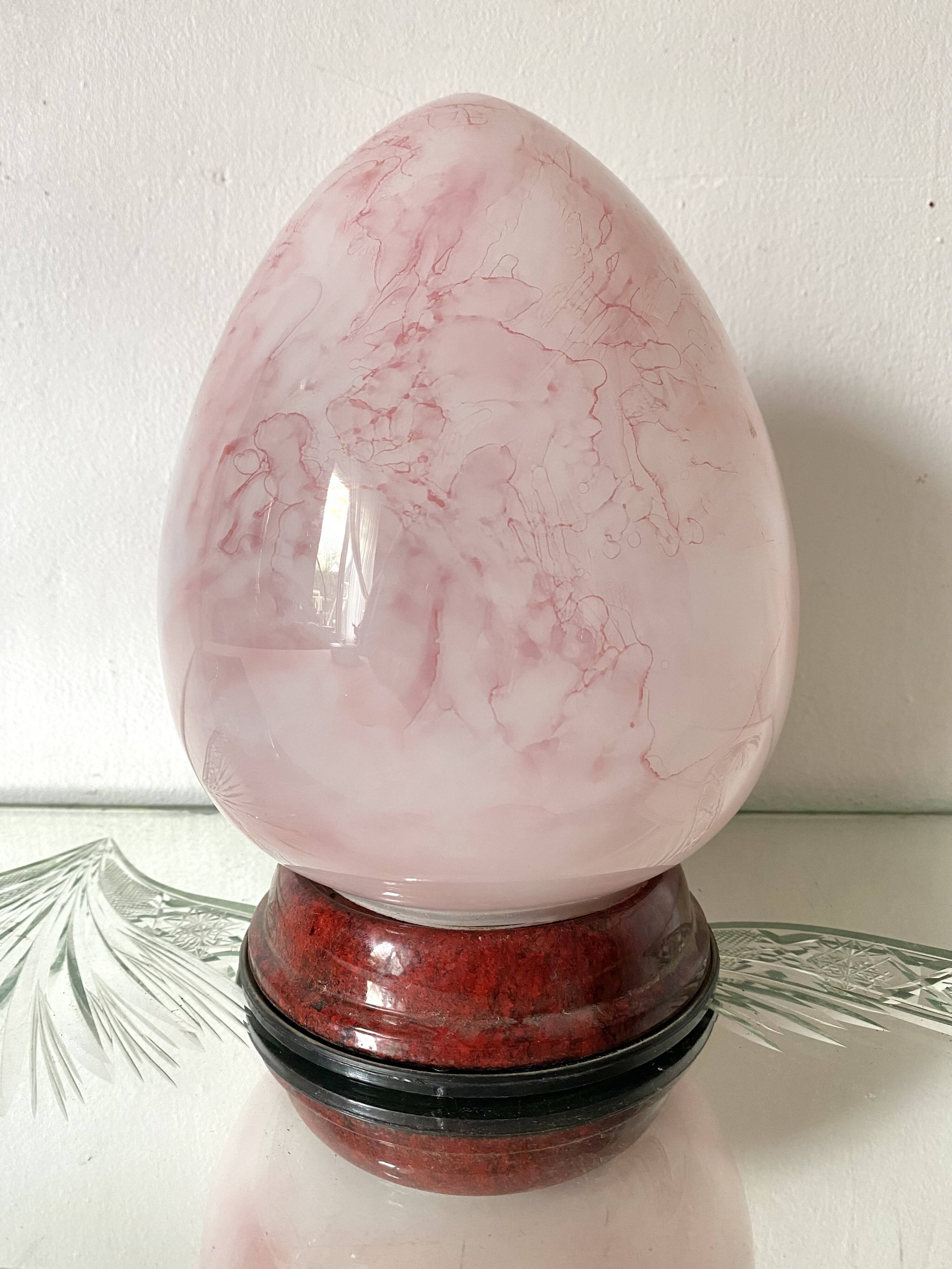 Pink marbled egg lamp, 80s