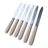 Set of 6 Pradel table knives stainless steel serrated blades, bakelite handles