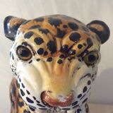 Enamelled terracotta leopard from the 60s Italy