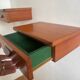 Vintage Scandinavian teak wall-mounted bedside tables.