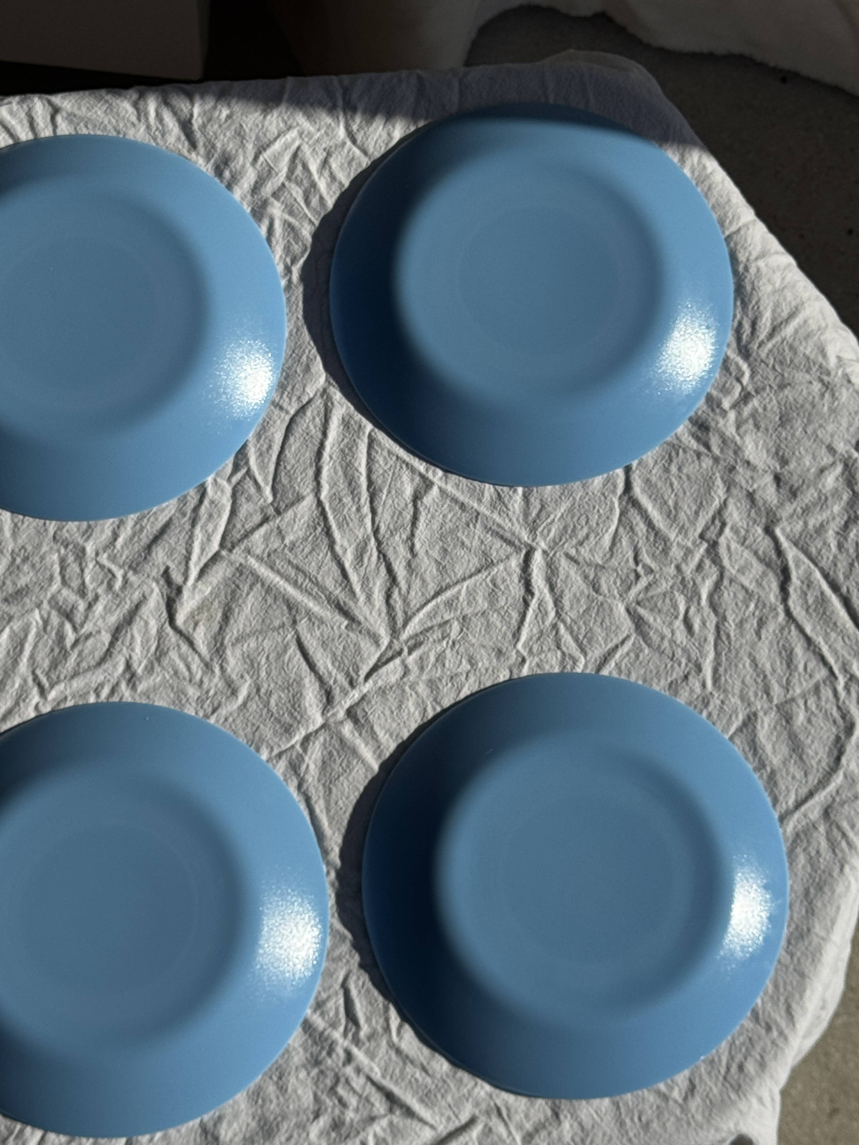 Set of 6 vintage blue dessert plates D18 (1)