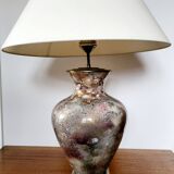 Grote gepatineerde glassen tafellamp van Laque Line jaren 1970