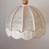 Scandinavian pendant lamp, virgin wool and pine