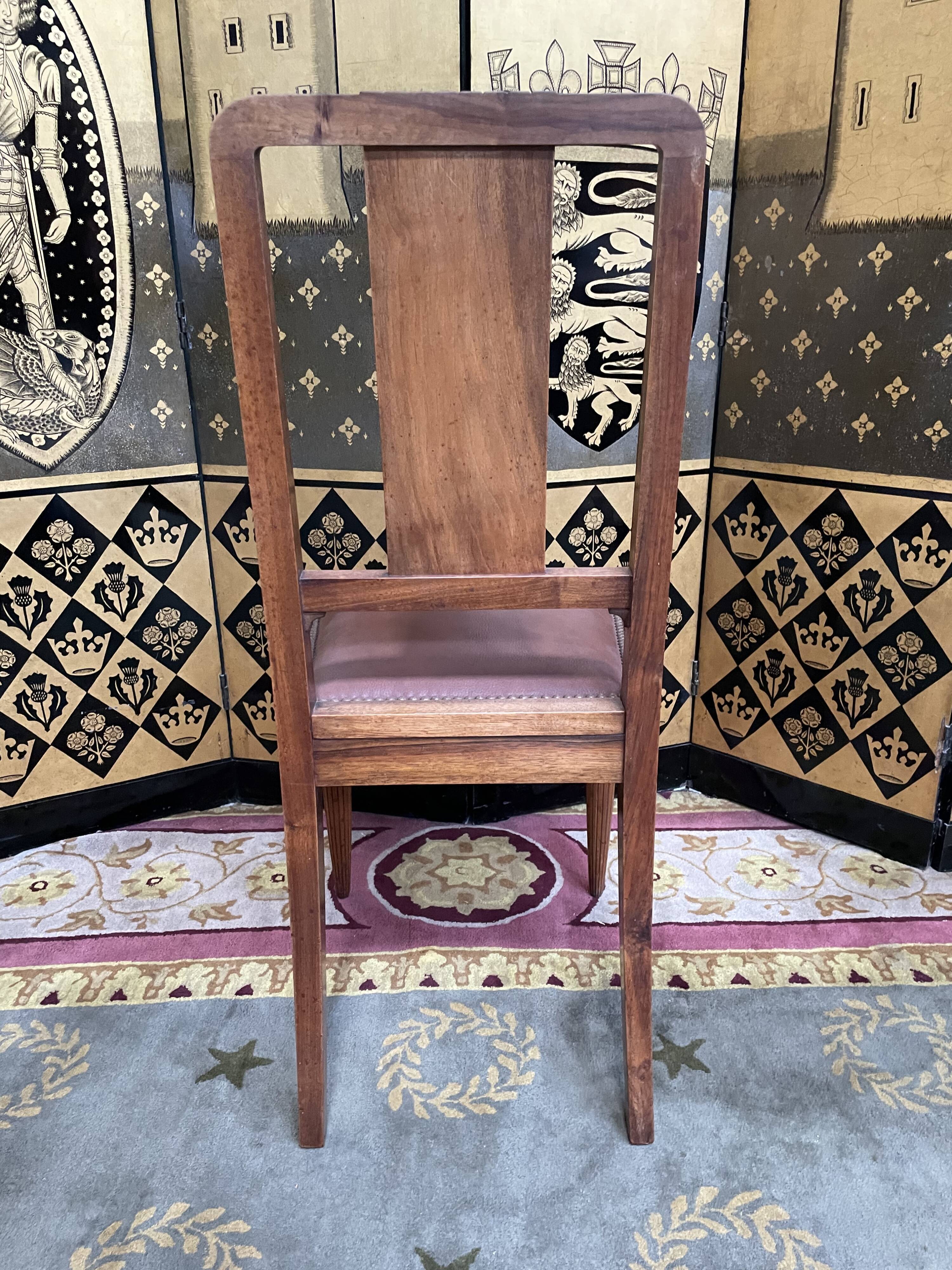 6 Art Deco period chairs in mahogany and leather