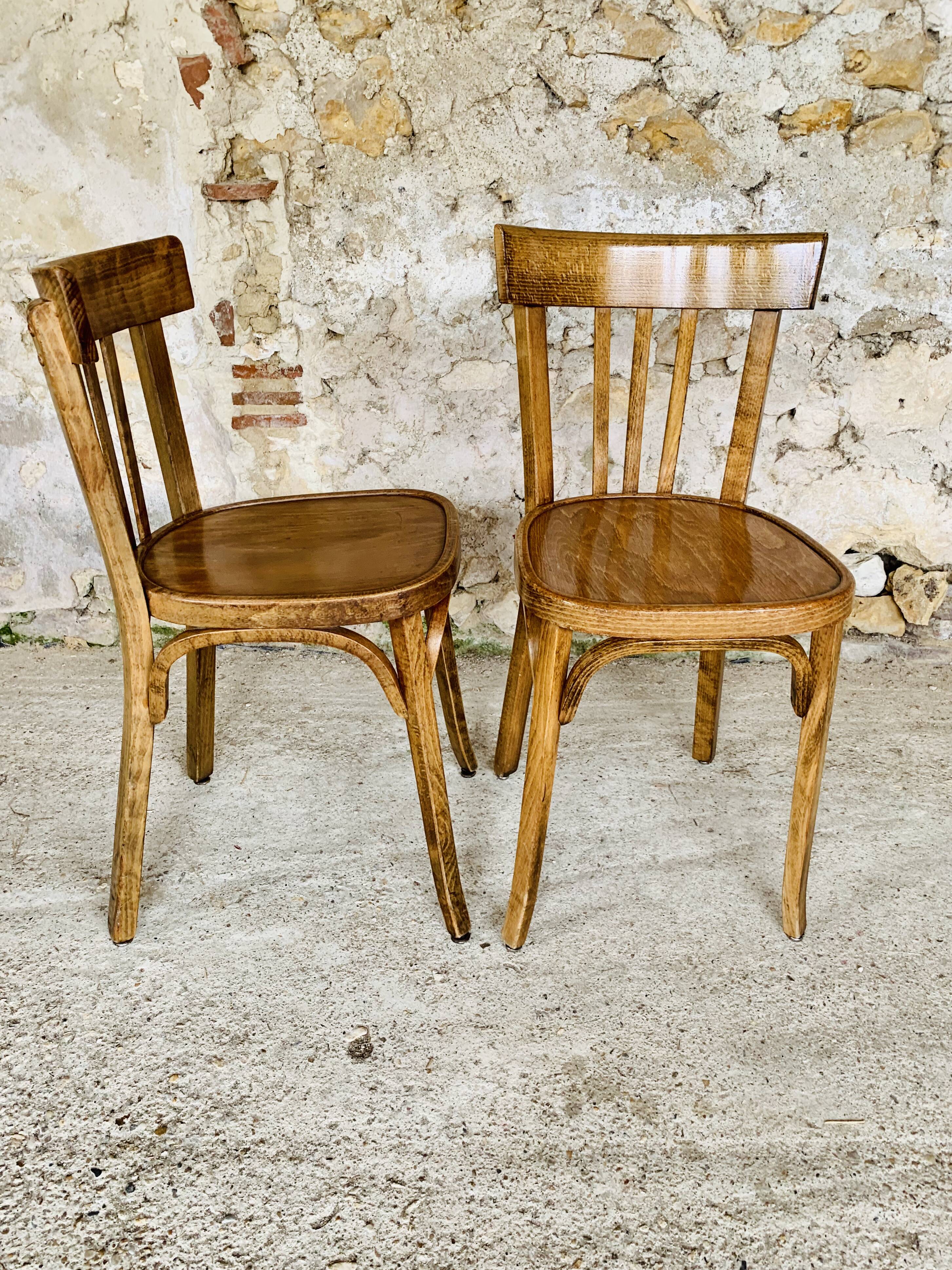 Pair of bistro chairs #43 by Baumann, circa 40/50