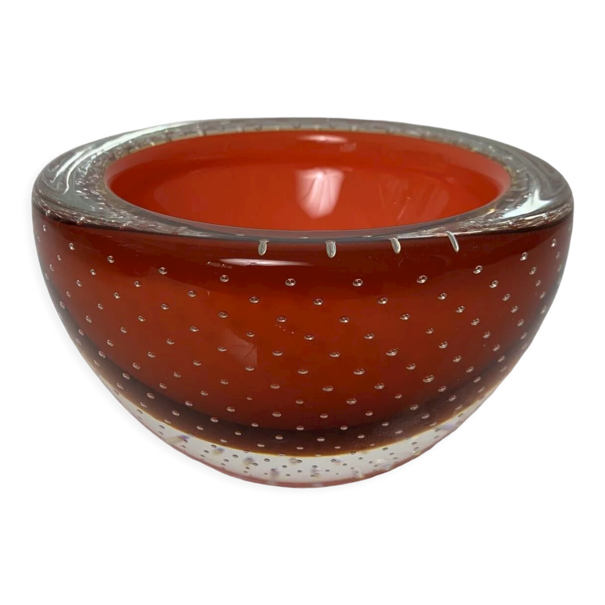 Empty ashtray glass pocket bubble controlled Princ Art Glass