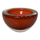 Empty ashtray glass pocket bubble controlled Princ Art Glass