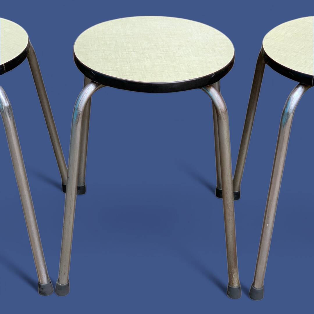 Vintage stackable stools Formica beige 1960