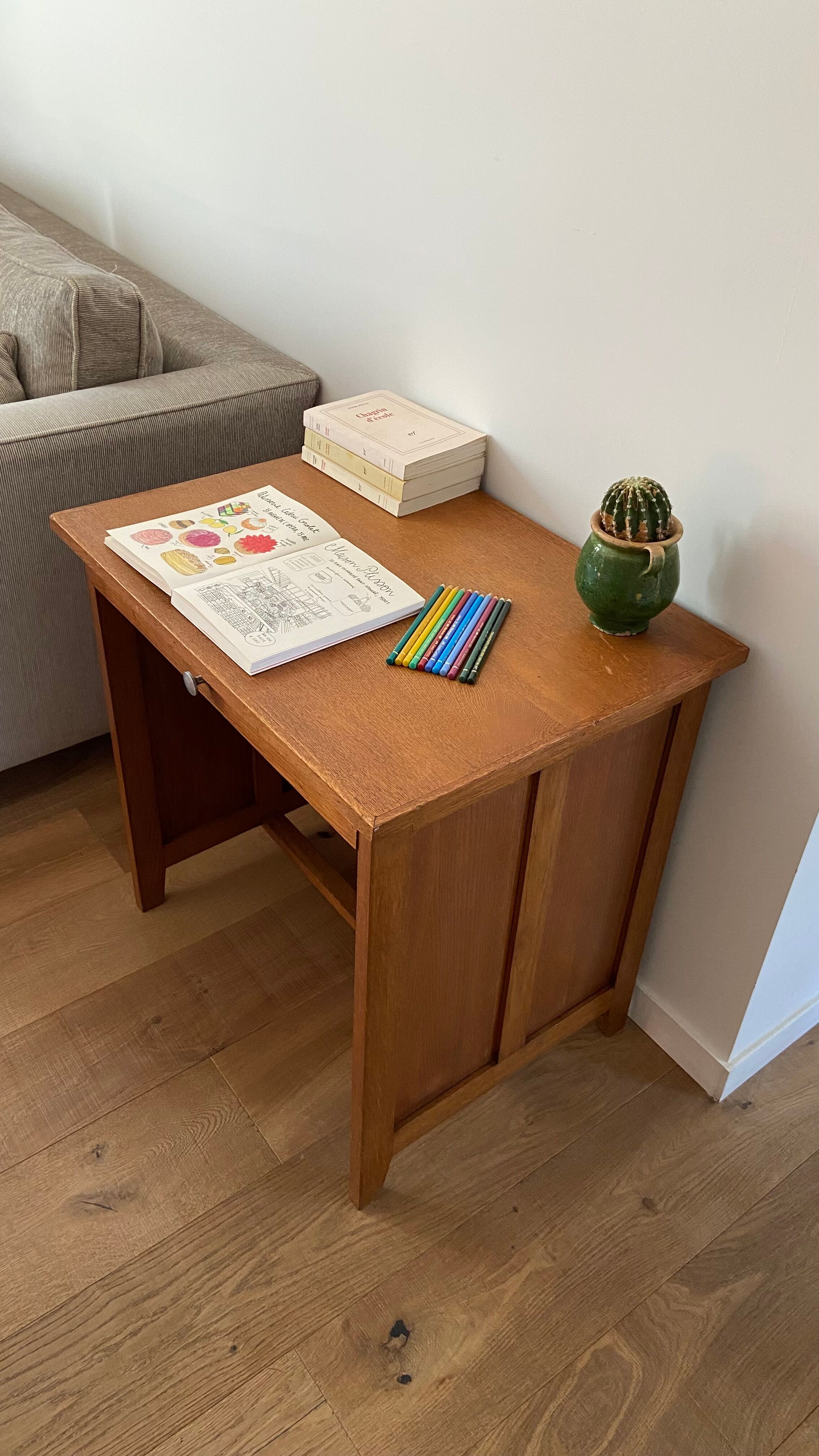 1950s vintage children's desk in light oak