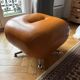 Pouf / Ottoman vintage cognac leather – 60s/70s modernist style