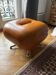 Pouf / Ottoman vintage cognac leather – 60s/70s modernist style