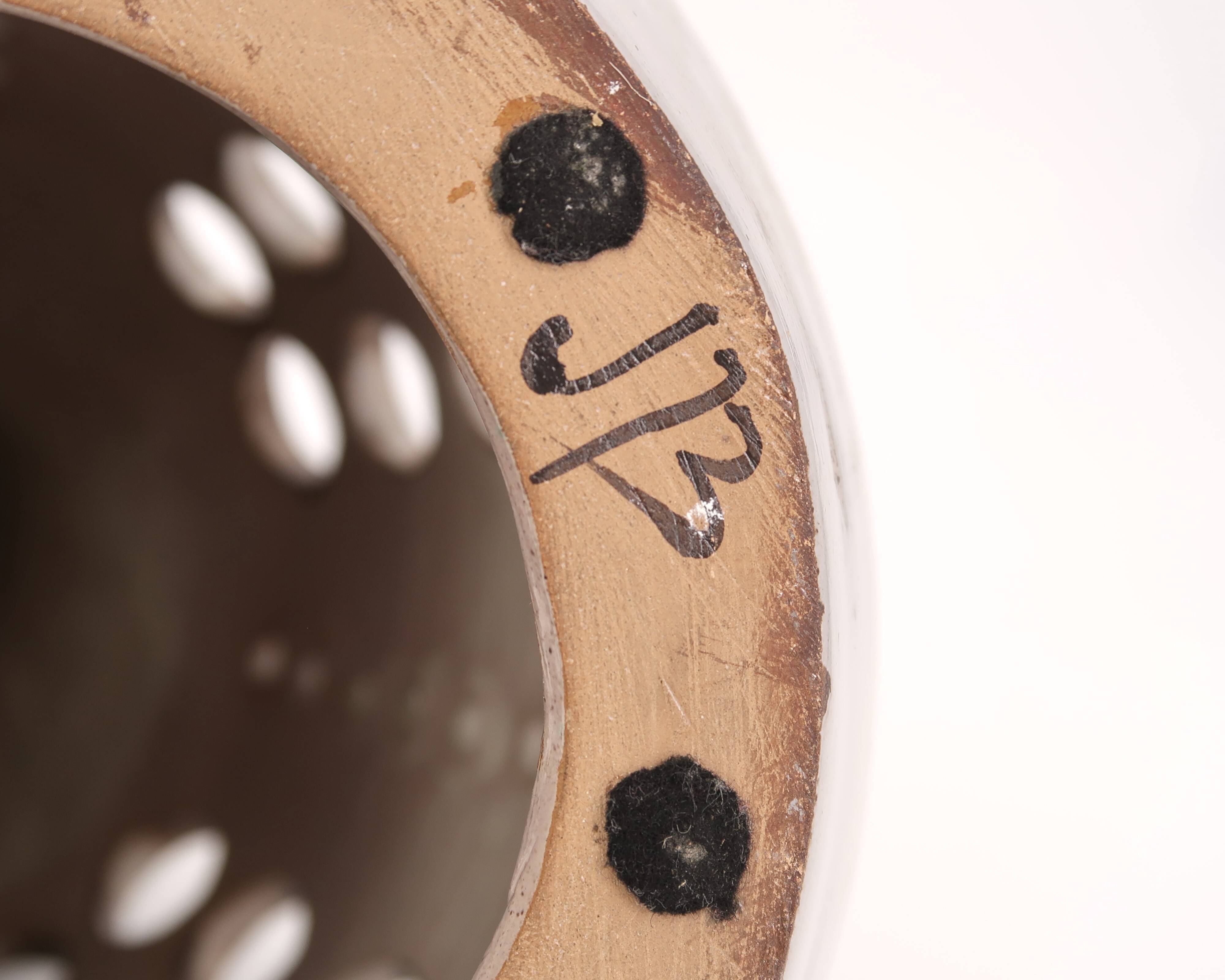 Large brown ceramic lamp signed, 1970s