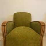 Fauteuil Art Déco en tissu vert