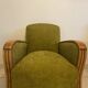 Fauteuil Art Déco en tissu vert