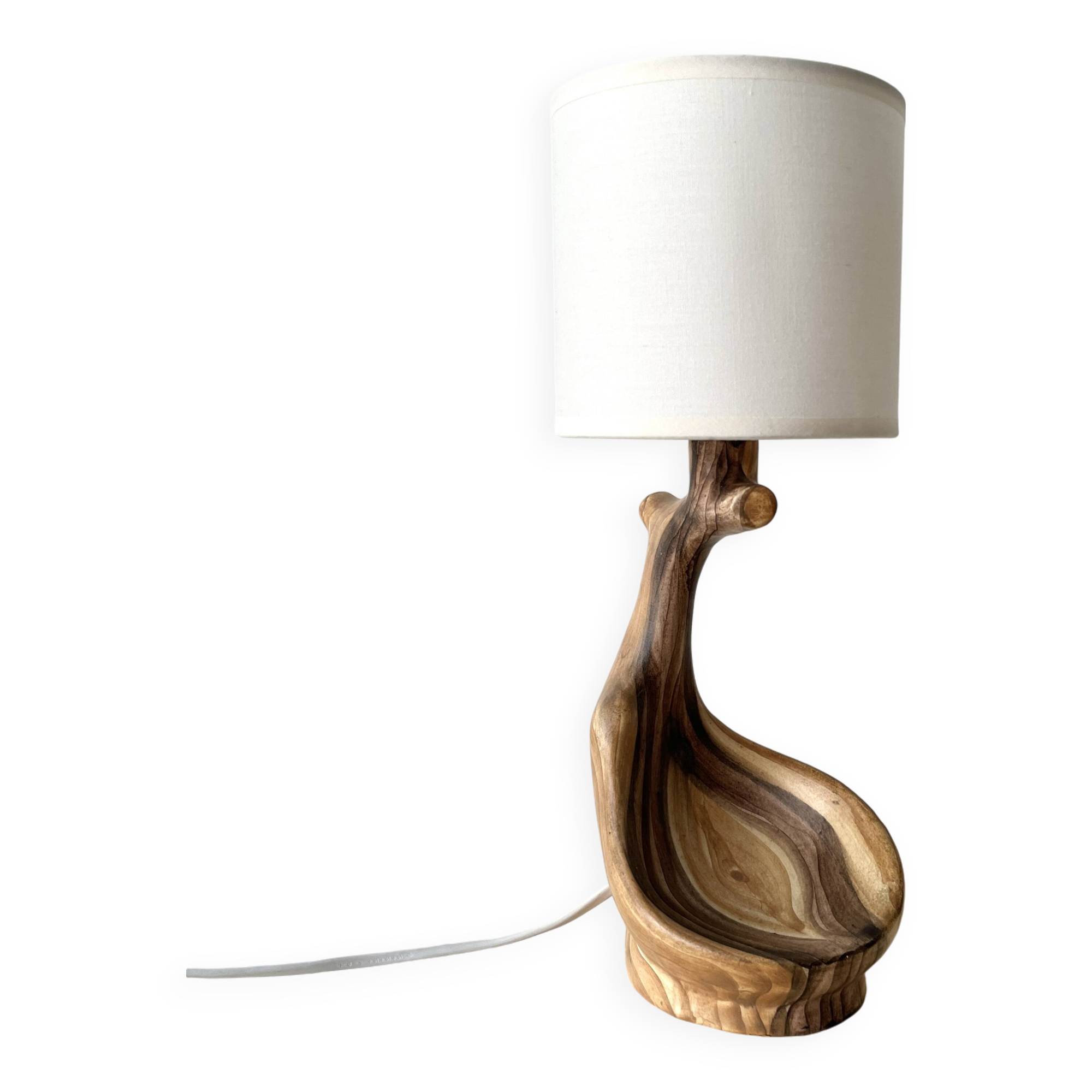 Vallauris lamp by Grandjean Jourdan 1950, vintage faux bois ceramic