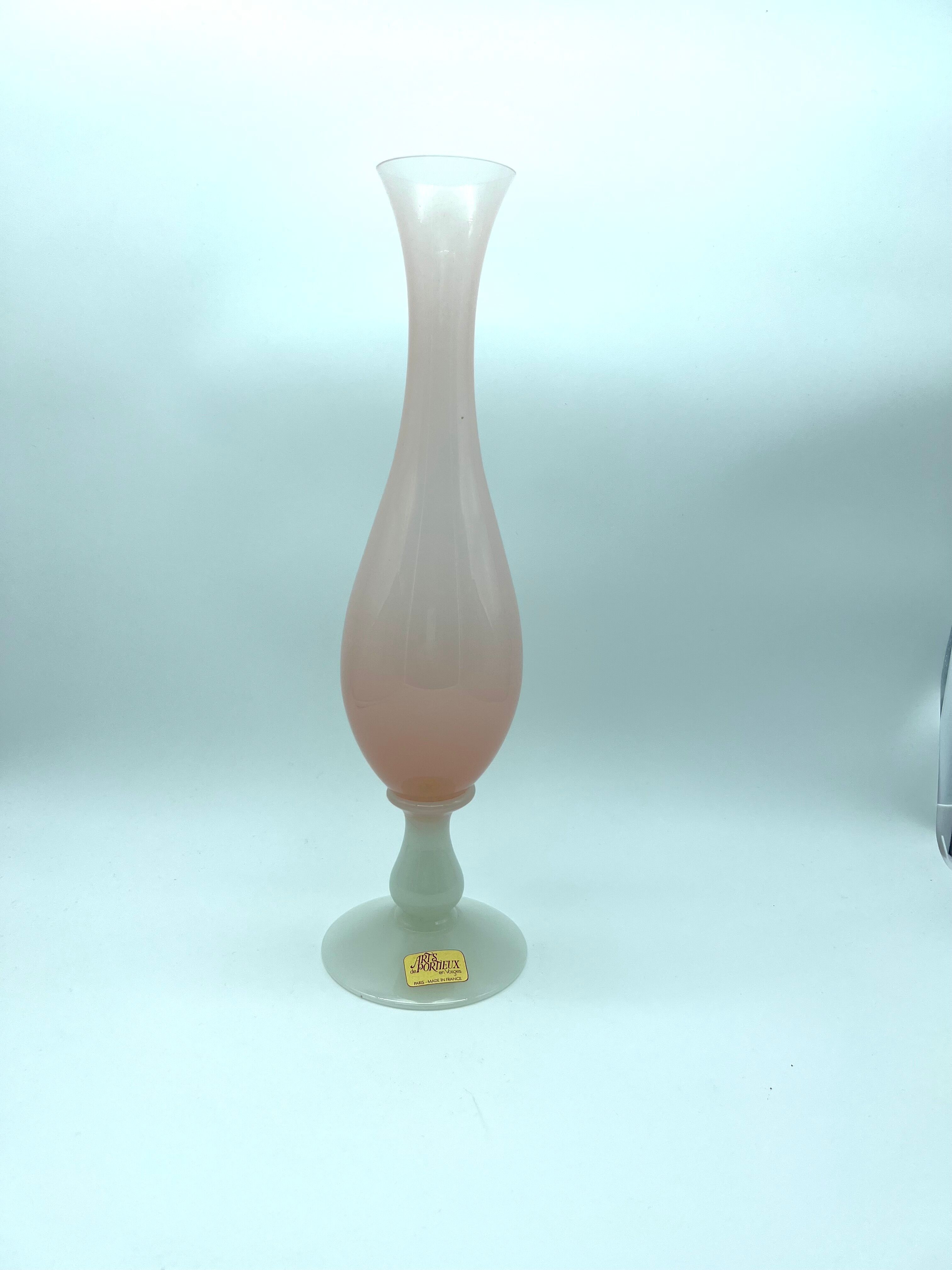 Powder pink opaline vase 31cm