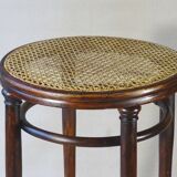Stool: Bentwood, by Fischel around 1900, caned.