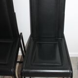 Lot de 4 chaises vintage cuir piqure sellier