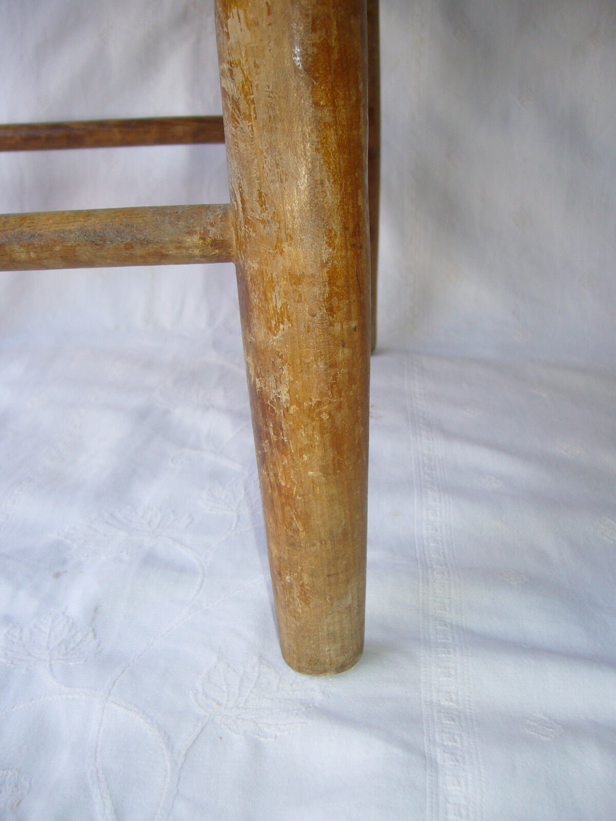 Wooden stool, mulched seat