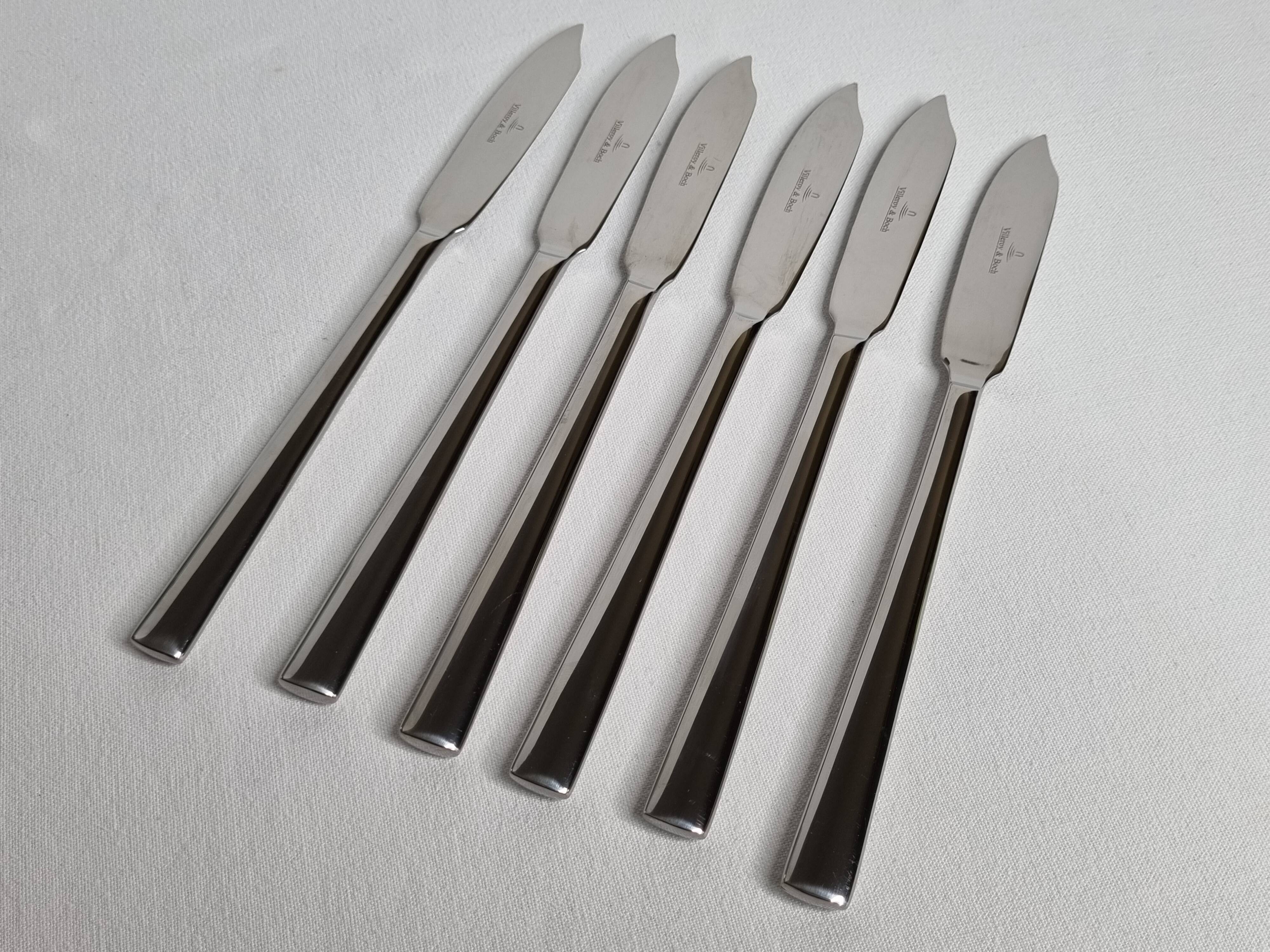 Set of six Villeroy and Boch fish knives, 21 cm