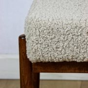 Edmund Homa stool, cream ivory beige boucle seat, long pile lamb