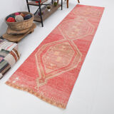 Red vintage runner rug, 91x341cm