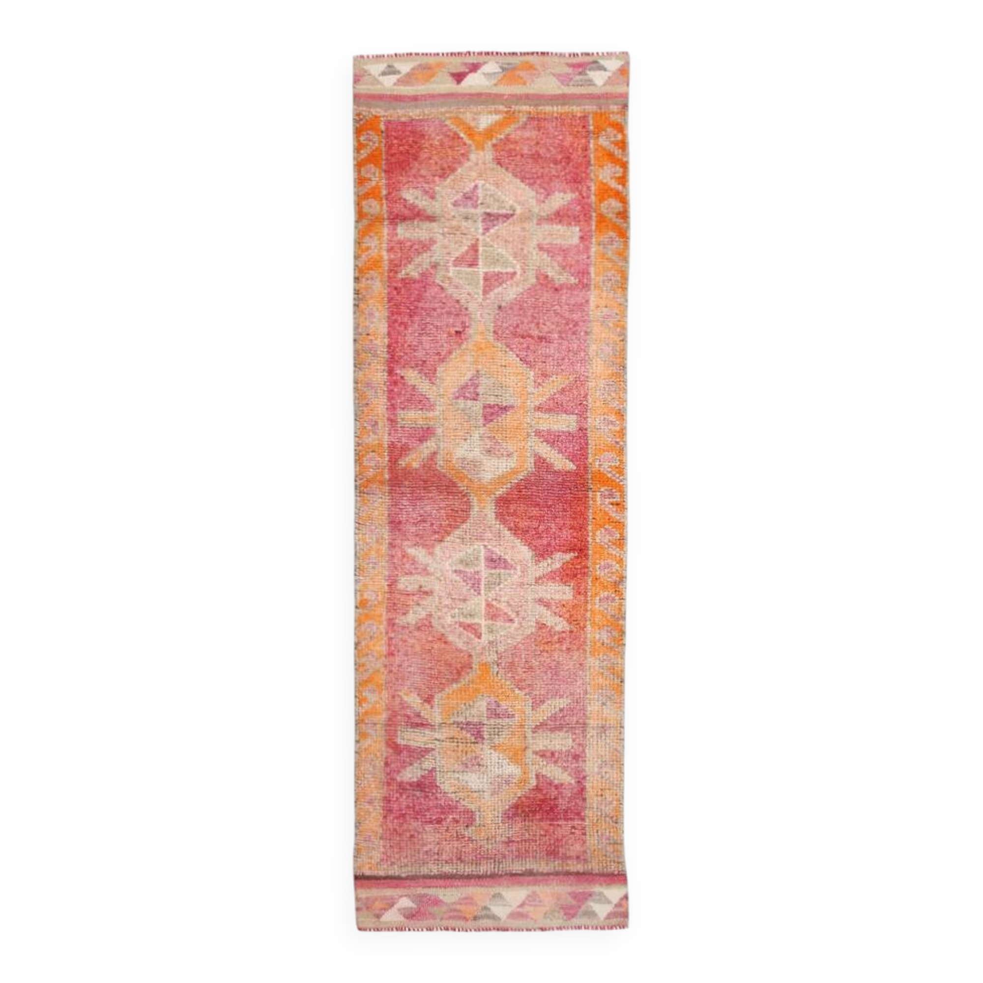 Red & Orange Turkish Runner Rug, 90x295Cm