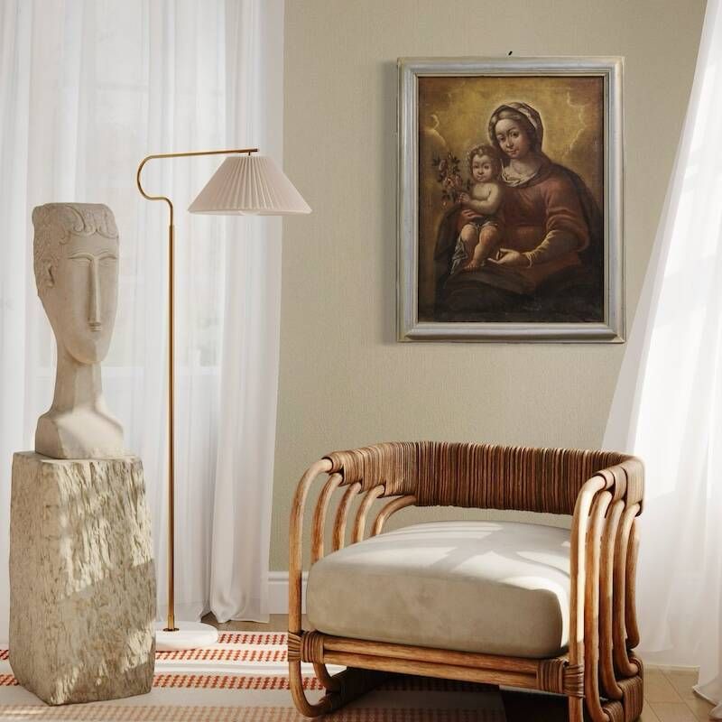 Antique Italian painting, Madonna and Child, from the 17th century