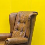 Vintage Chesterfield style wing chair With Ottoman