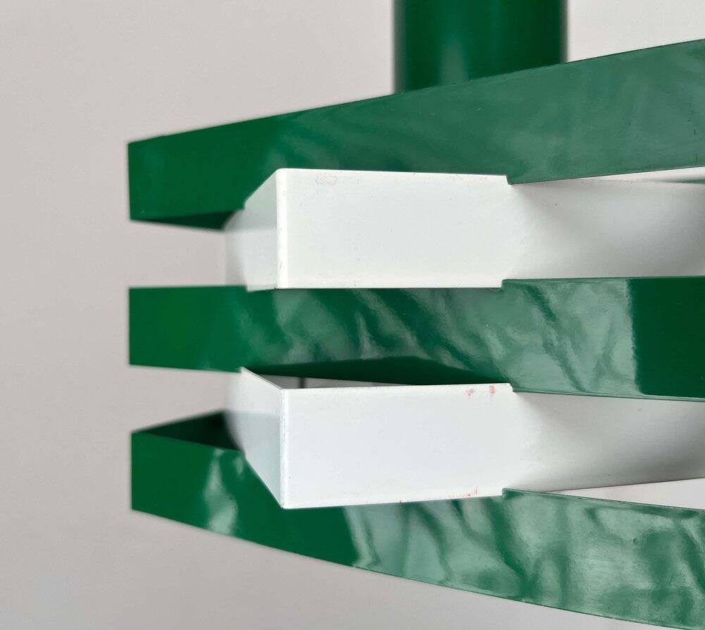 Modern metal lamella pendant lamp from the mid-century in the style of J. J. M. Hoogervorst for Anvia, 1960s.