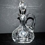 Carafe cannette aiguière liqueur / huile en cristal de Bohème taillé H18cm