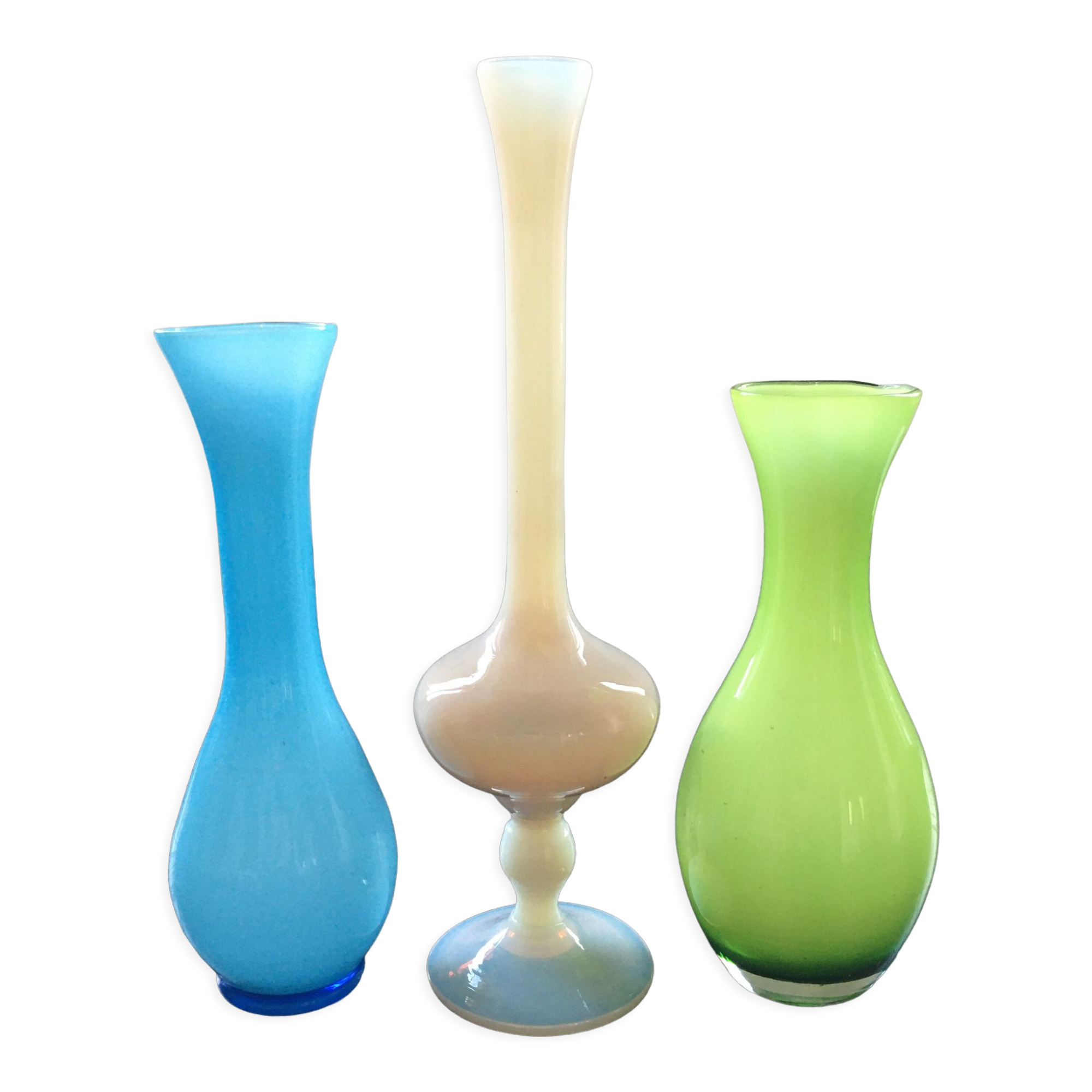 Trio of opaline vases