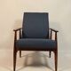 Vintage armchair natural wool blue marin modern design by H.Lis
