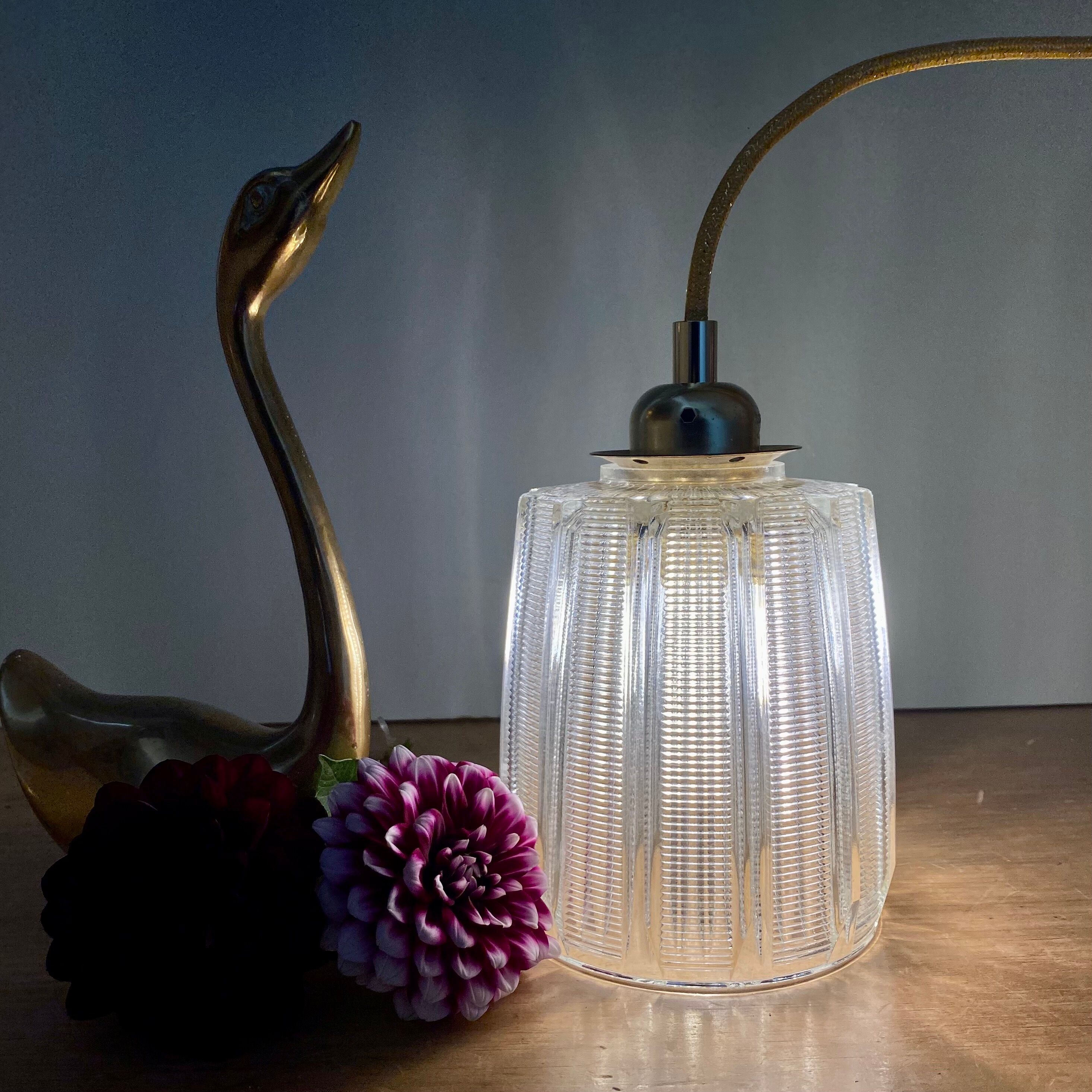 Vintage holophane glass globe lamp