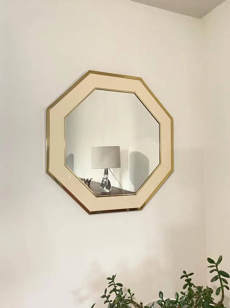 Octagonal mirror by Jean Claude Mahey, France 1970s
