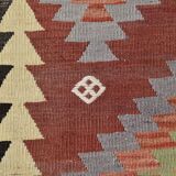 5x10 Dark Red Green Tribal Vintage Kilim Rug